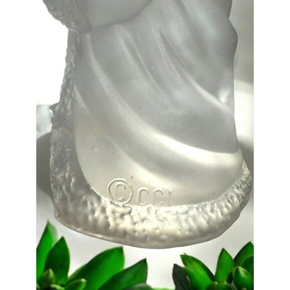 Frosted Glass Santa with Deer 6" Table Lamp Corded Light By Crystal Clear - Picture 9 of 10